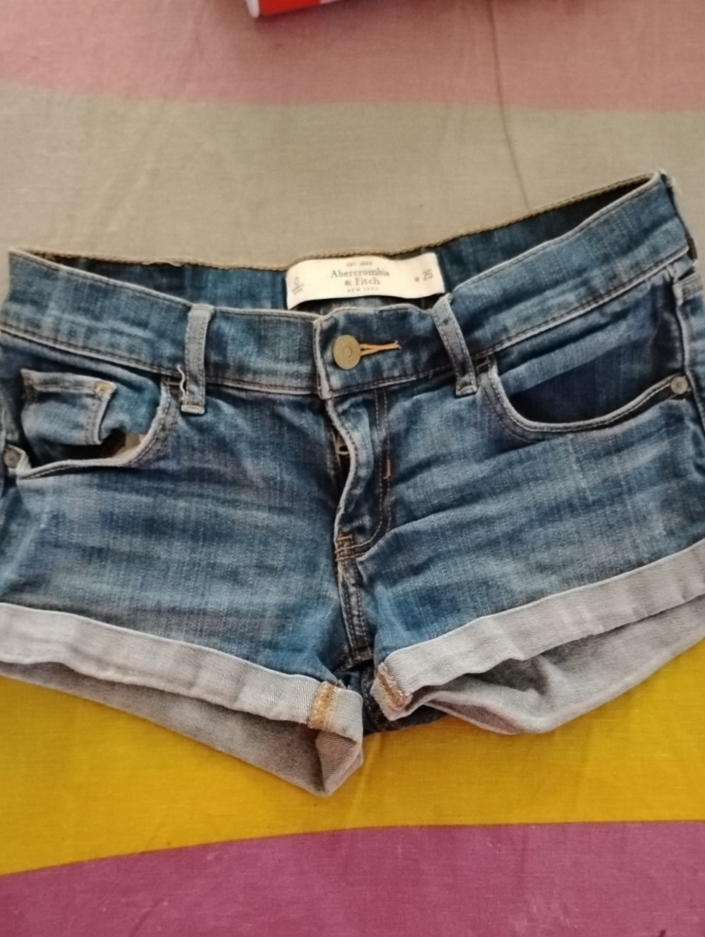 Abercrombie & Fitch Medium Blue Rolled-Cuff Denim Shorts